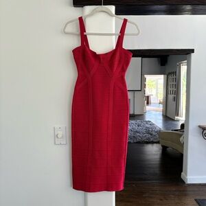 Herve Leger Bold Red Midi Dress